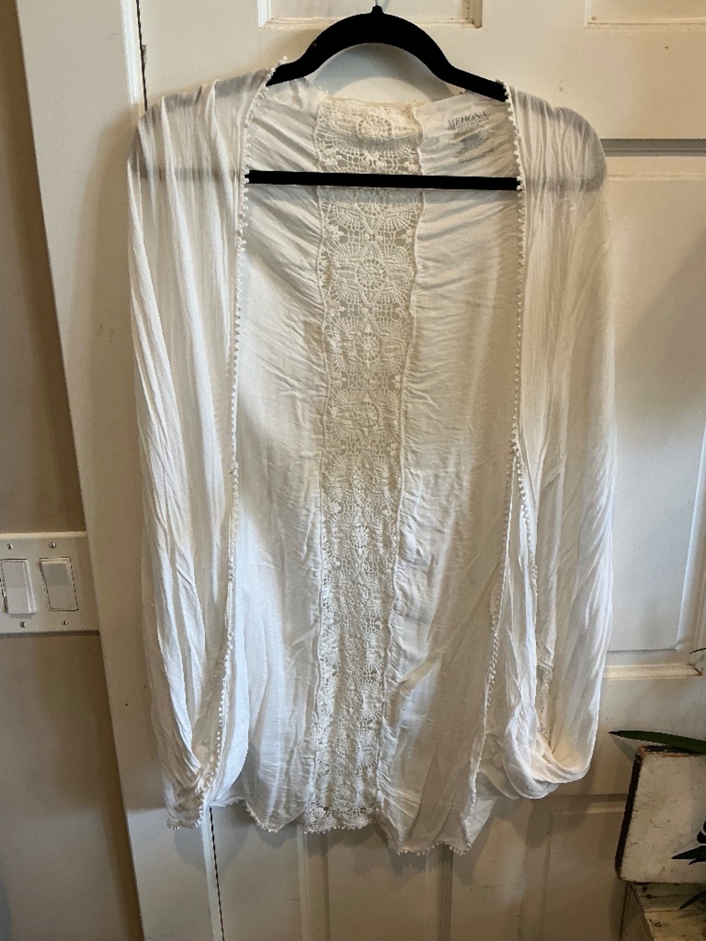 Merona kimono or wrap with lace and crotchet details!  One size fits most